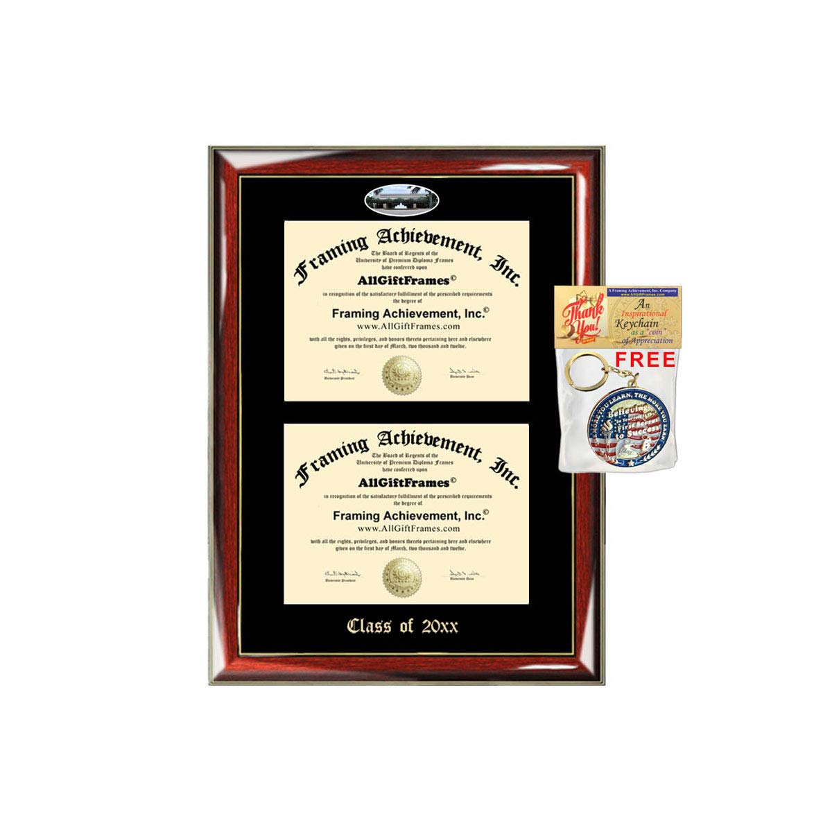 Cadre Diplôme Université Miami - 11x8.5 Pouces - Bois Acajou, Verre, Neuf