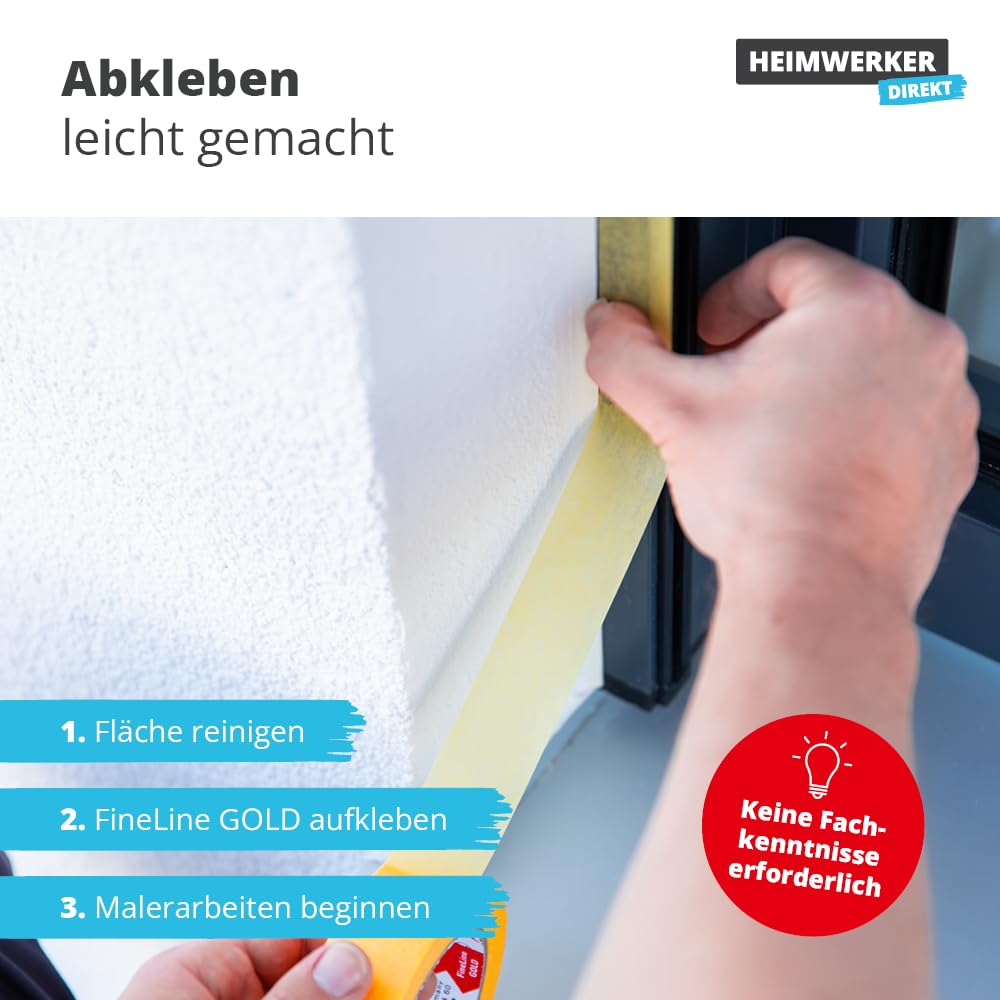 Alfa 6x FineLine GOLD Washi Tape 50 mm x 50 m Profi-Abdeckband (300 m) | Profi-Qualität - Japanisches Reispapierband für Malerarbeiten - UV-beständig und rückstandsfrei – PREMIUM-Klebeband