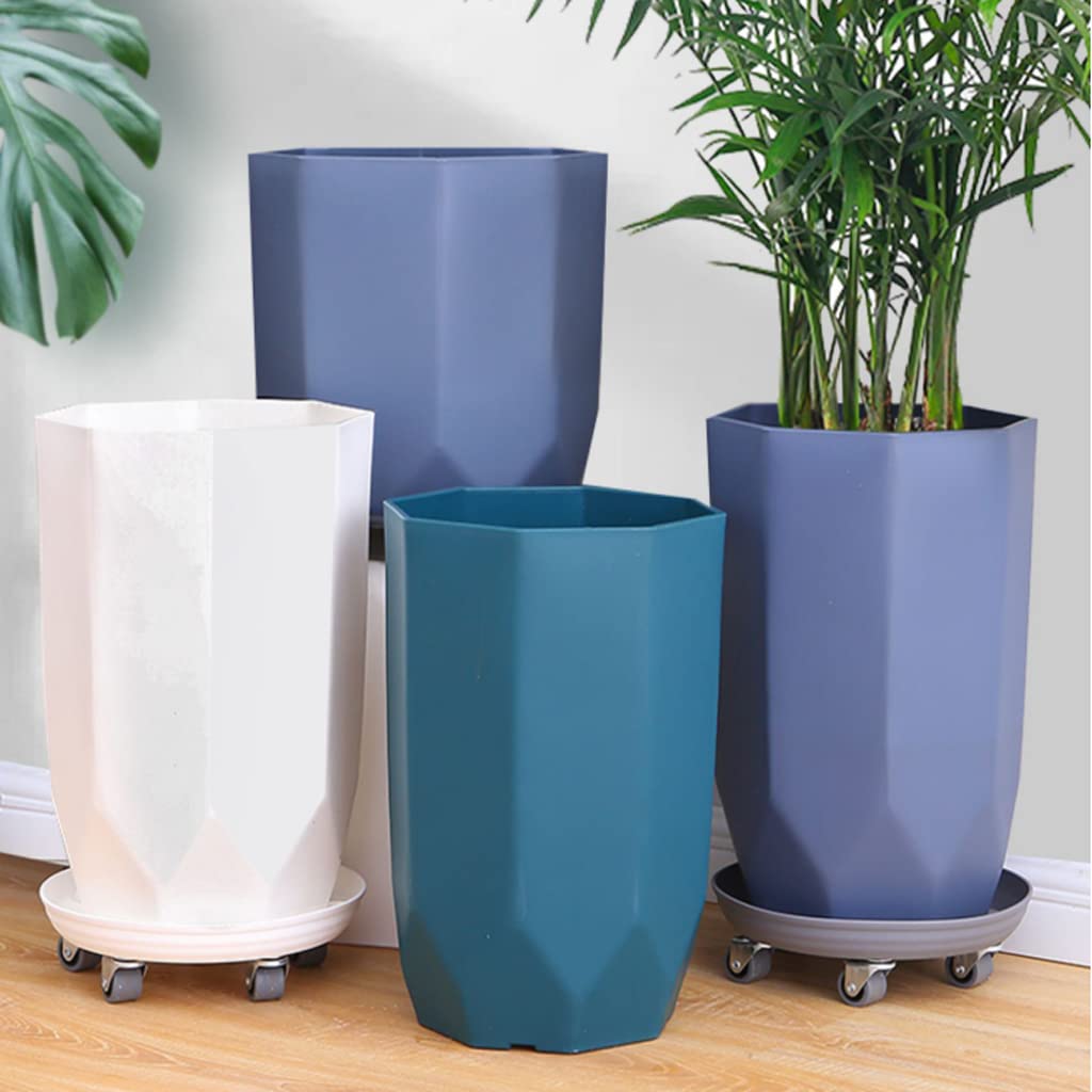 Vasi da Giardino Vasi da Fiori con Geometria del Diametro di 12 Pollici, Vaso Decorativo per fioriera in Resina, fioriere per Interni ed Esterni con Foro di Scarico e piattino