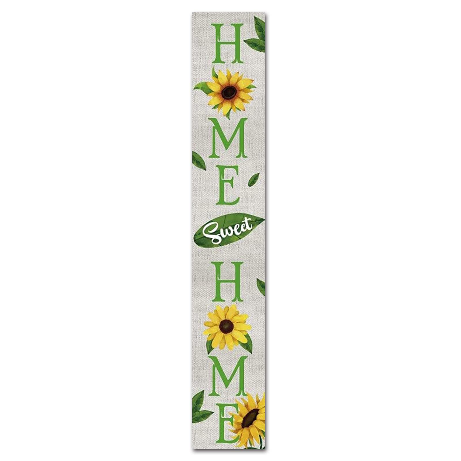 KMszsm Home Sweet Home Sonnenblumen/Vertikales Veranda-Schild mit Blumen/Veranda, Willkommensblumen-Schild/Veranda-Neigbar/Veranda-Schild, 20,3 x 121,9 cm