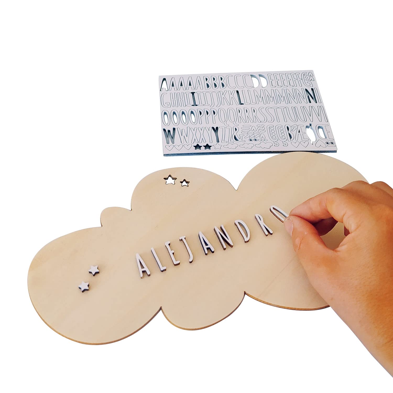 nagu® Nombres De Madera Personalizados. Placa Decorativa Gran Tamaño Para Decoracion de la Habitación del Bebé, Niño o Niña. Letras Decorativas Adhesivas para Personalizar el Nombre en Madera