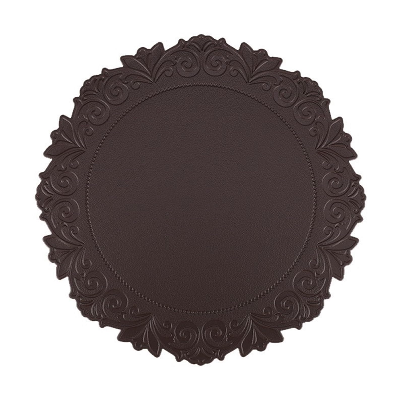 Set 8 Tovagliette Colazione, Tovaglietta Cucina Impermeabile in Pelle Antiscivolo Caffè Vintage Rotondo Con Filigrana, 38 cm