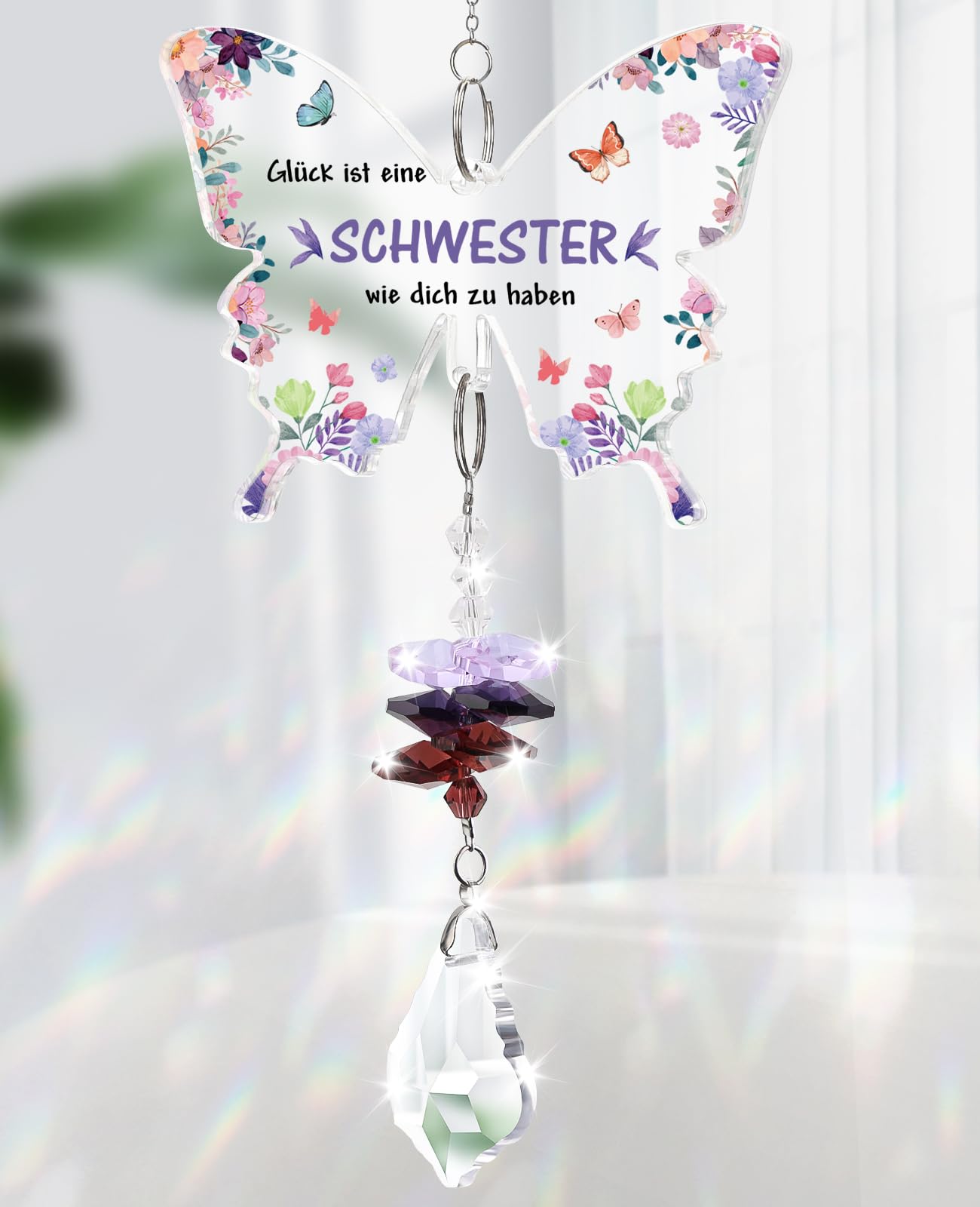 KAAYEE Schwester Geschenk, Kristall Sonnenfänger Geschenke für Schwester zum Geburtstag Valentinstag, Geburtstagsgeschenk für Frauen