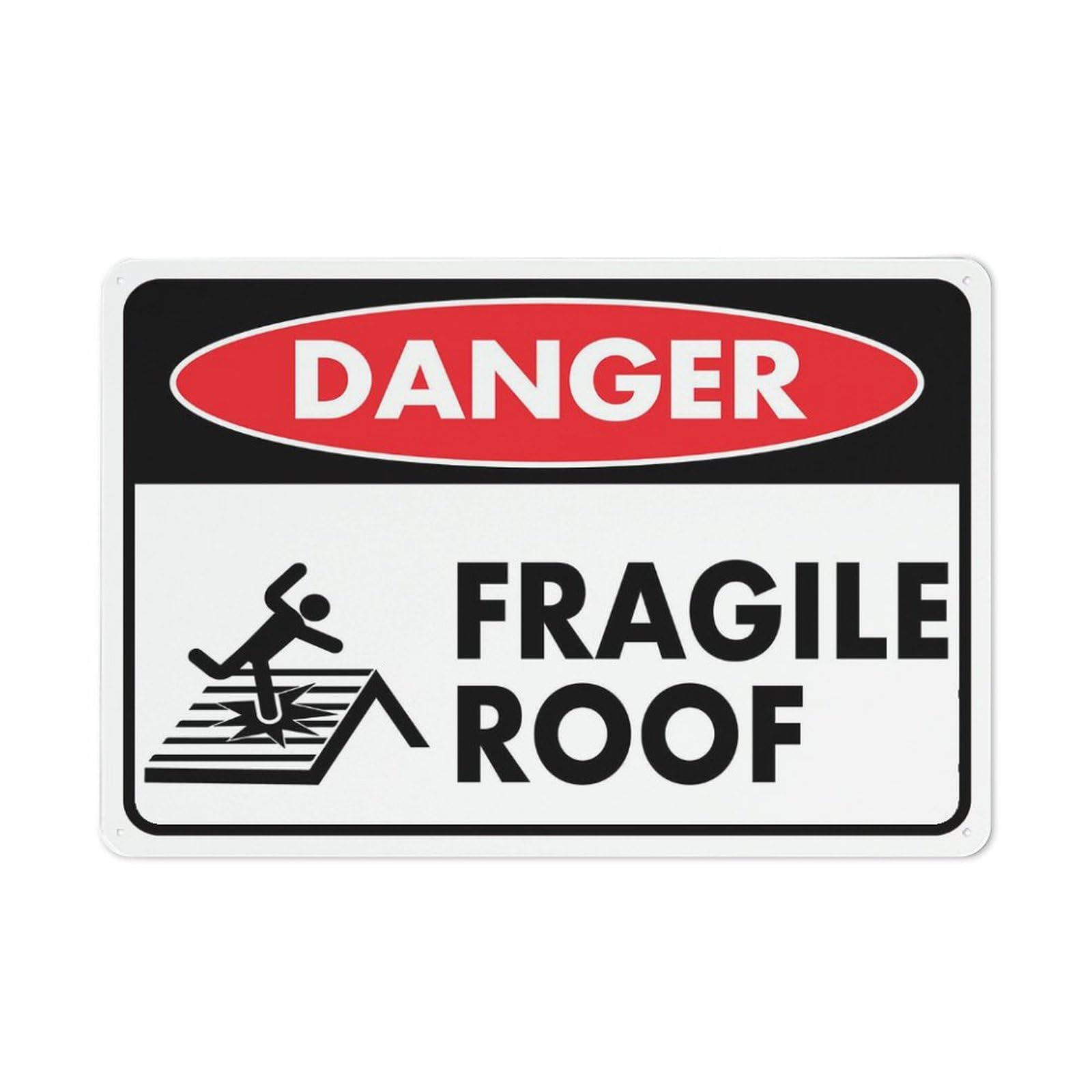 Danger - Fragile Roof Sign, 8x12 Inch UV-Ink Printed Aluminum Outdoor Sign for House & Business