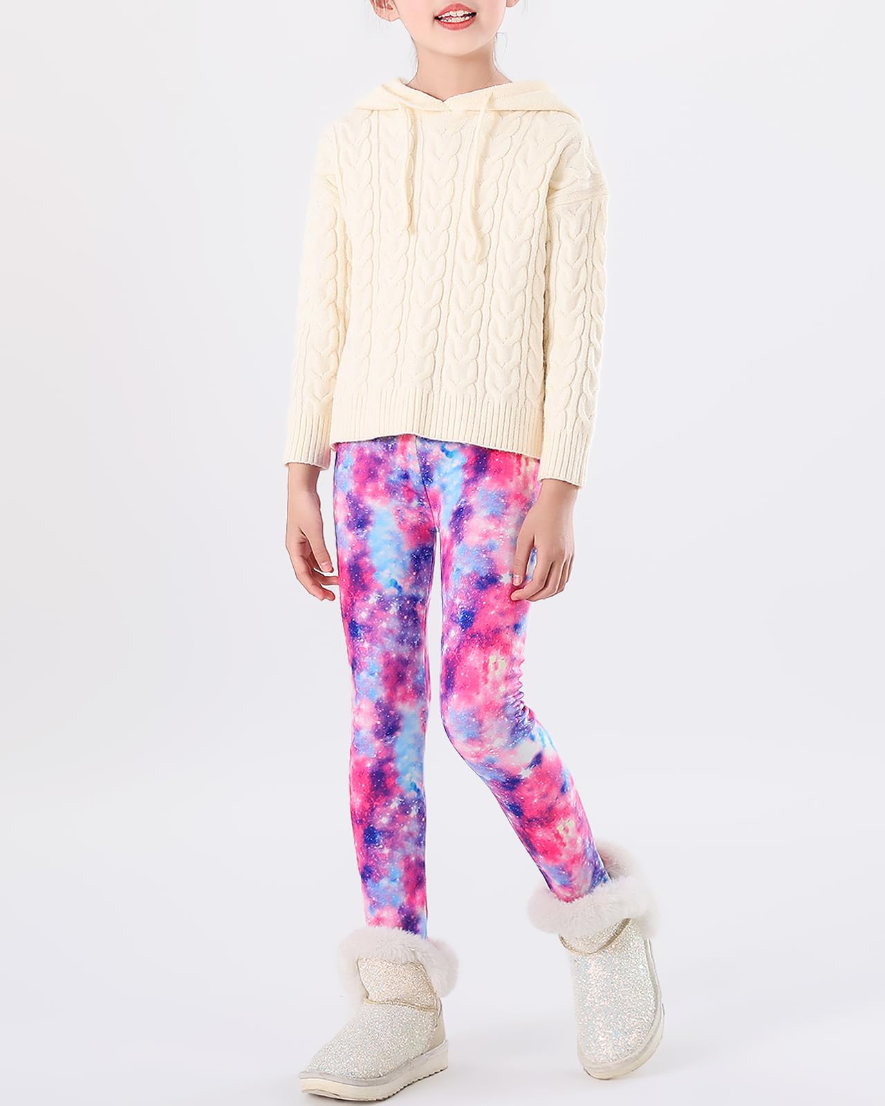 Adorel Leggings Felpati Invernali Pantaloni Termici Bambina 2 Pack