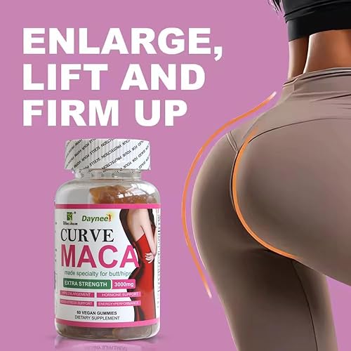 Miniatura 4 de Gomitas de maca Curve, 3000 mg Tribulus suplementos herbales para agrandamiento de glúteosHIPS, 60 unidades