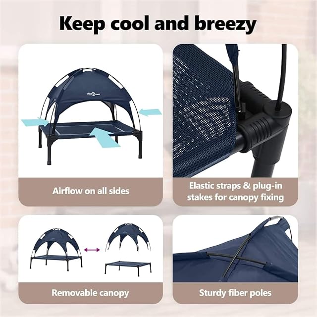 Foto 7 de 8 de vidaXL Cama para Perro 63 x 49,5 x 60 cm Acero Azul Marino