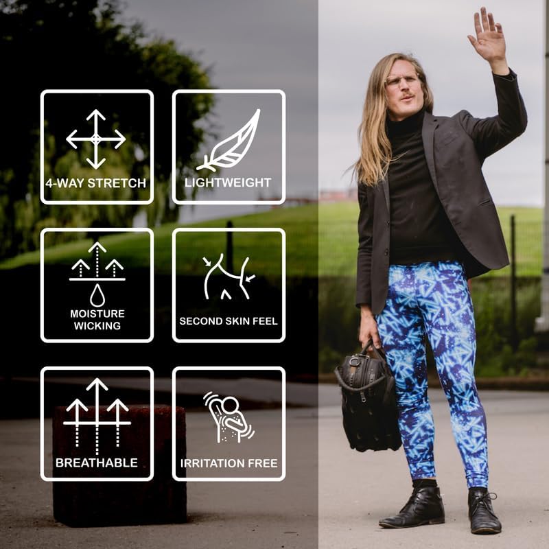 Kapow Meggings Originals Men’s Fashion Leggings, Lightweight 4-Way Stretch Streetwear Tights for Festivals, Concerts, Travel, Lounging & Everyday Wear