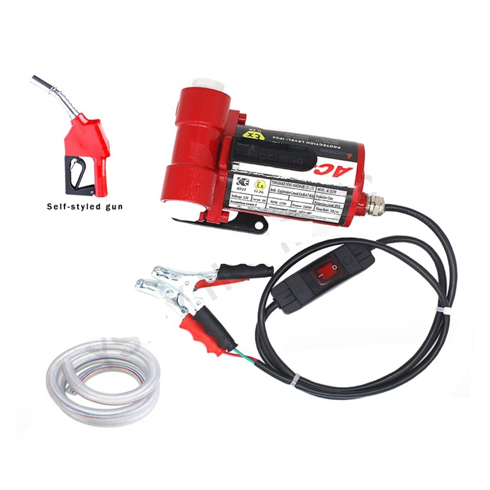 Pompa do przepompowywania paliwa, Elektryczna pompa do przetaczania paliwa 12 V, pompa do tankowania benzyny, mała samozasysająca pompa olejowa do benzyny, nafty, oleju napędowego 30 l/min(Set meal 4)
