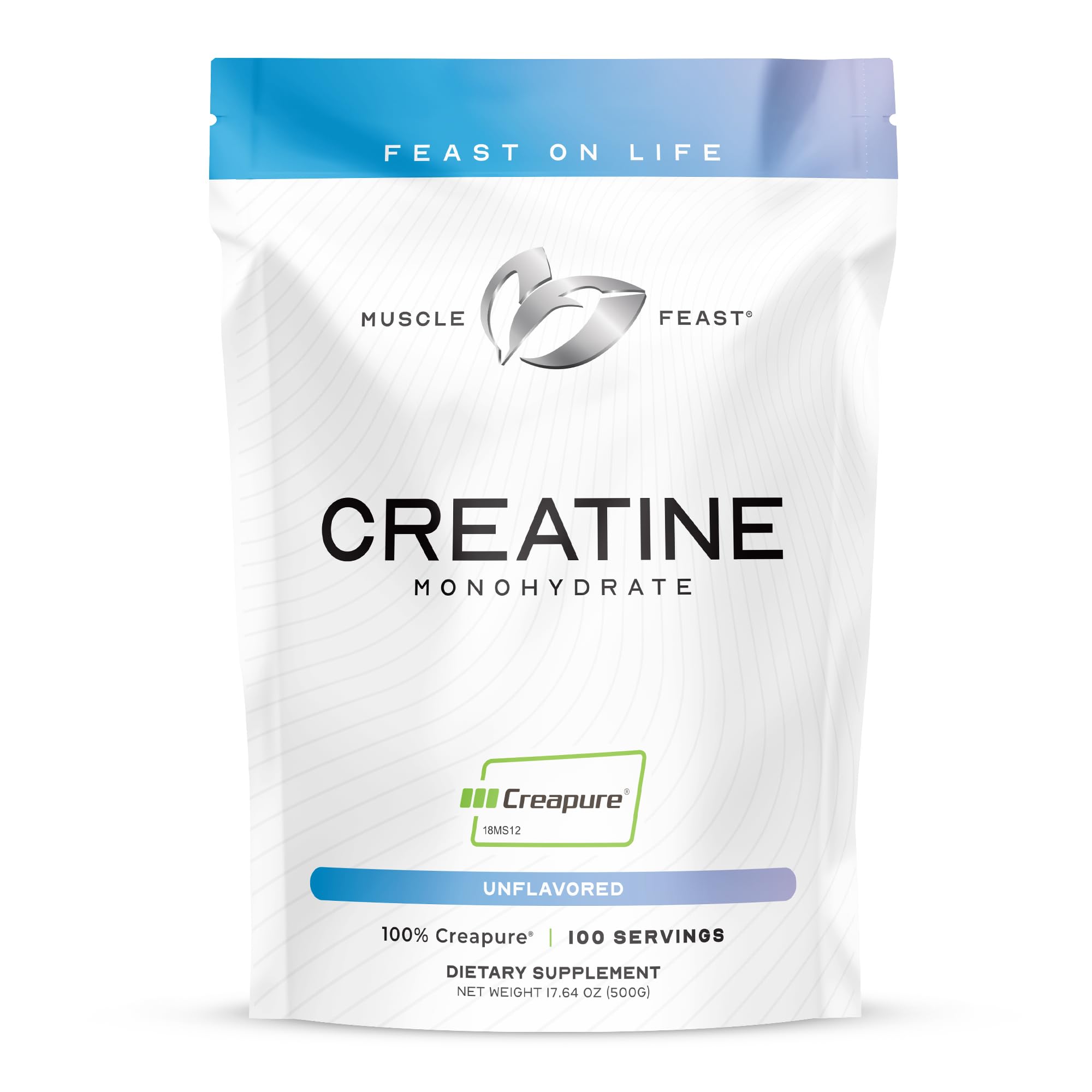 Muscle Feast Creapure Creatine Monohydrate Powder, Unflavored (500g) Unflavored 500 Gram