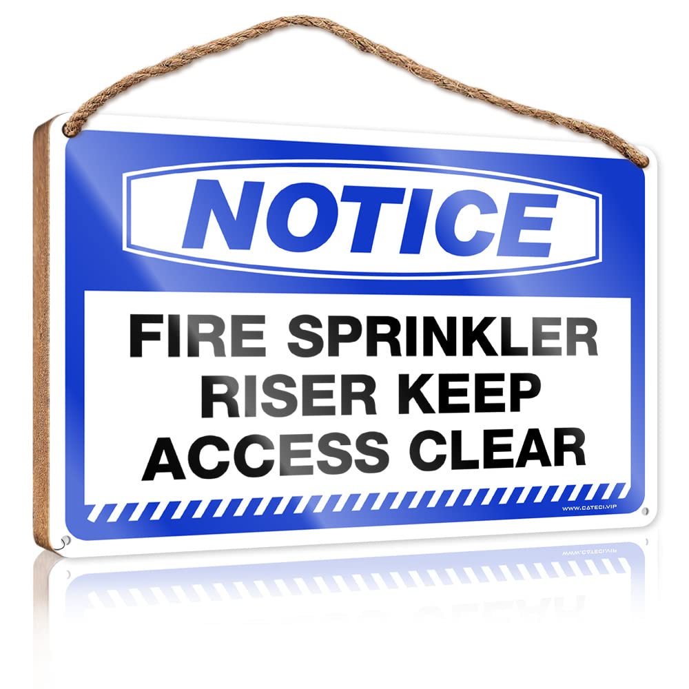 YYHLEH Signs And Plaques Notice Fire Sprinkler Riser Keep Access Clear Wooden Sign Pool Stuff Vintage Decor(23X35CM)