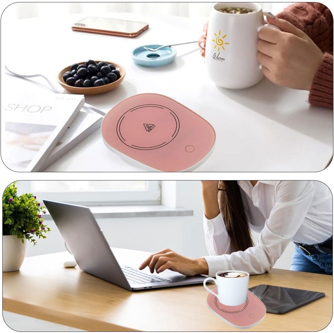 Scaldatazze,Scalda Bevande,Scalda Tazza,Scalda Tazza USB,Scaldatazze Caffè,per Caffè,Latte,Tè, Acqua,Regalo di Natale,Ldeale per la Stagione Invernale,Rosa