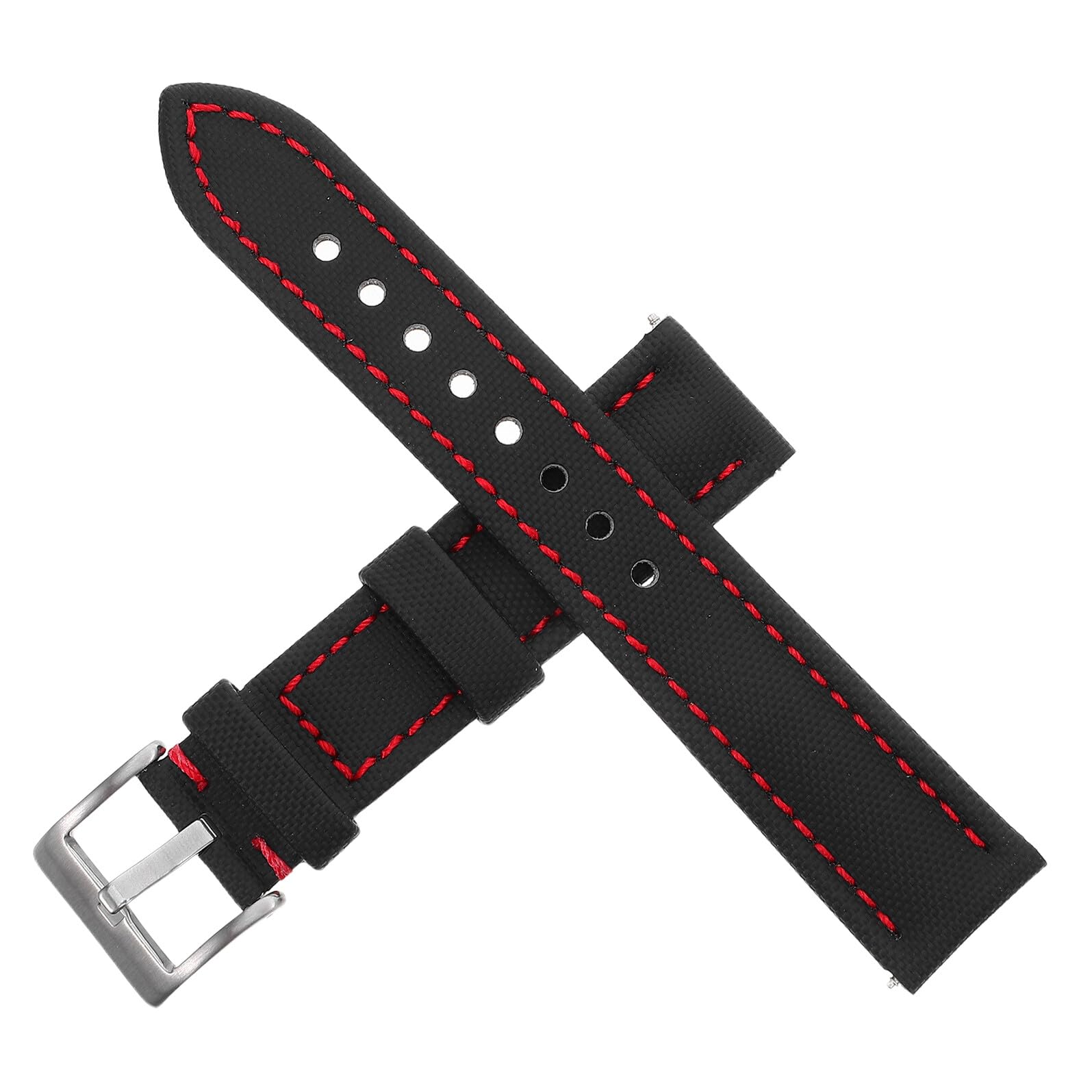 Correa de reloj nylon SHOWERORO unisex ajustable con liberación rápida para smartwatch negra roja 8
