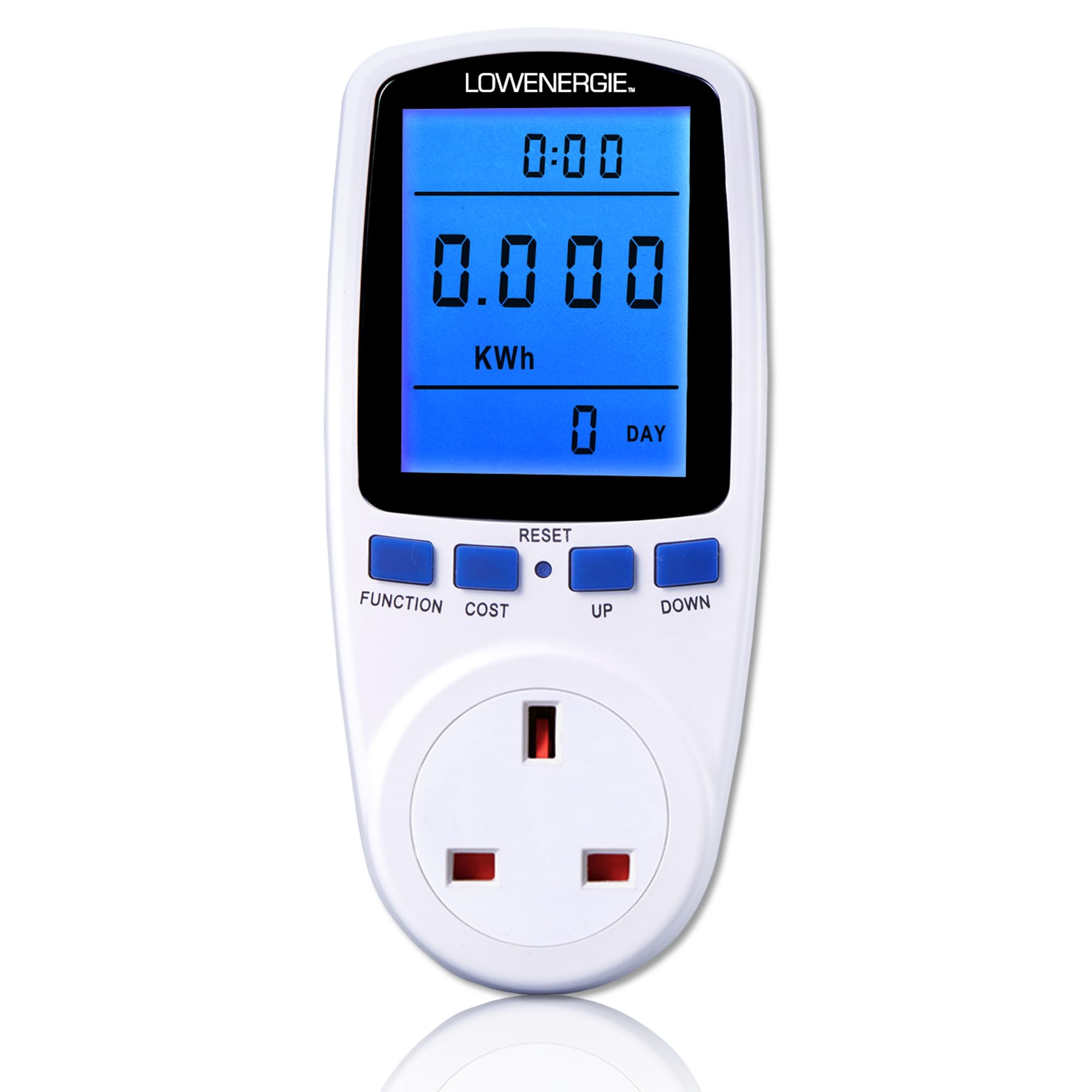 LOWENERGIE Energy Monitor Plug-In – Electricity Usage & Cost Meter, Backlit LCD Display, Watt Voltage Amp Measure for Home & Office, 240V 13A (1 PACK)