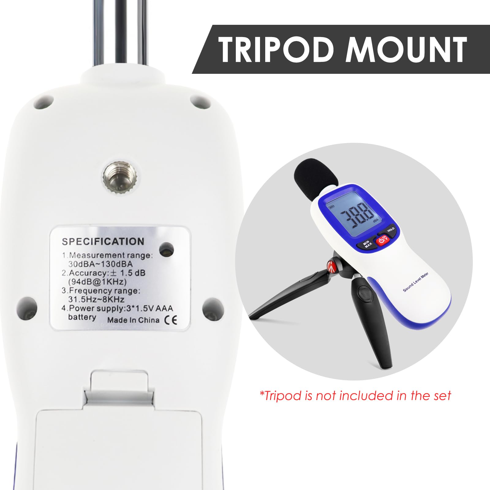 Wireless Decibel Meter Sound Level Meter Data Logger Bluetooth Sound Decibel Meter con App Data Recording Funzione 0 ~ 130dB Alta Precisione Rumore Meter per Classe, Casa, Ufficio