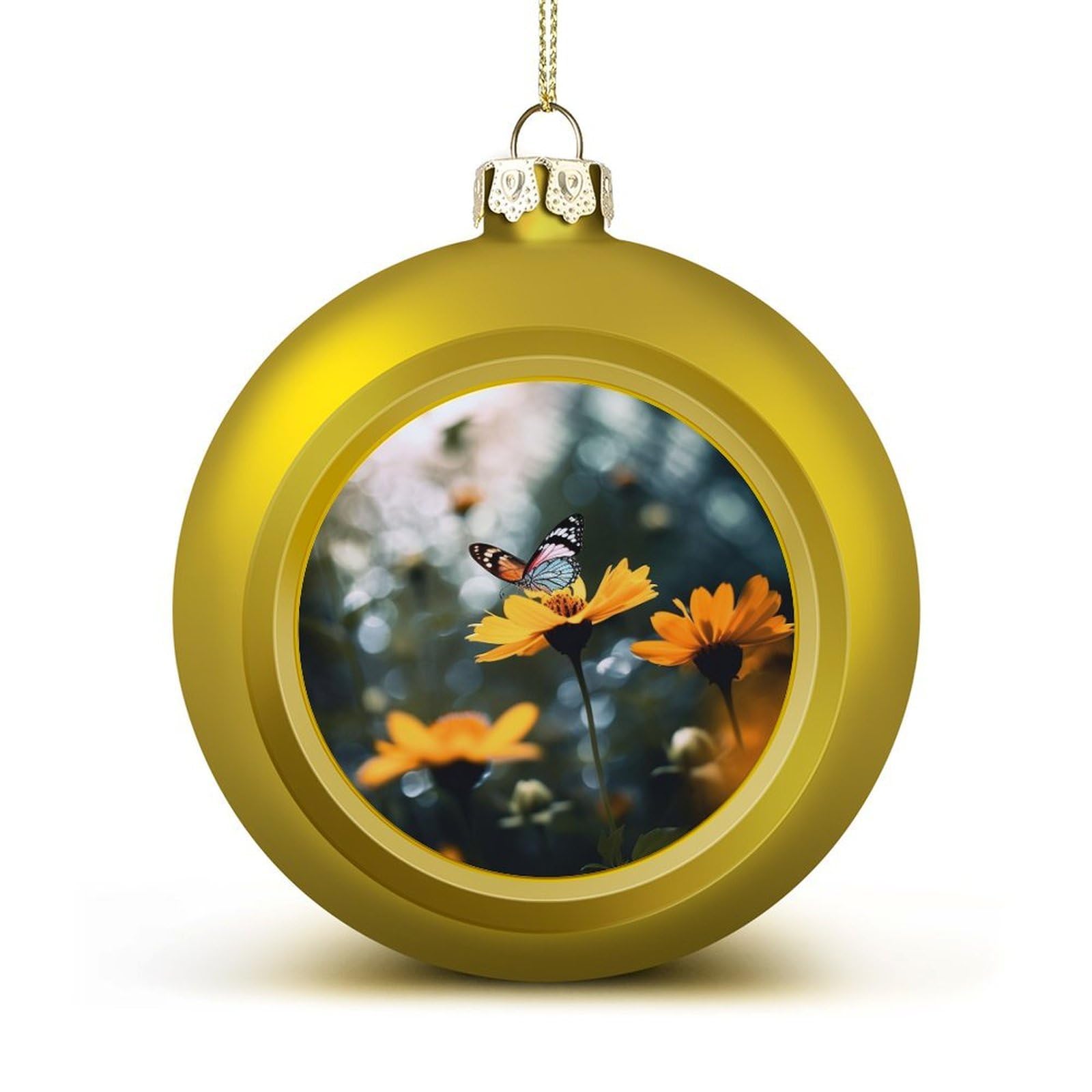 Flowers and Butterfly Christmas Balls Ornaments for Xmas Christmas Tree 1.6" Hanging Shatterproof Xmas Balls Hanging Decor Pendants for Holiday Party Outdoor Indoor DIY Craft Supplies