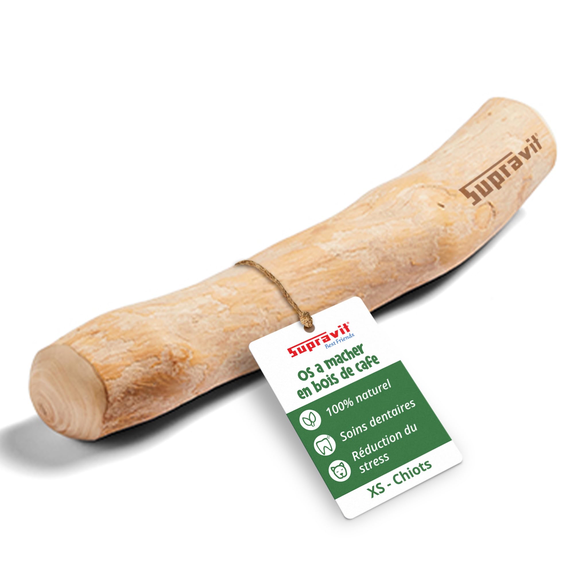 Supravit Os à Naturel en Bois de café pour Chiots XS | Plus qu'un bâton – Jouet à mâcher passionnant pour Chiot & activité Durable | Bâton à mâcher en Bois pour Chiots