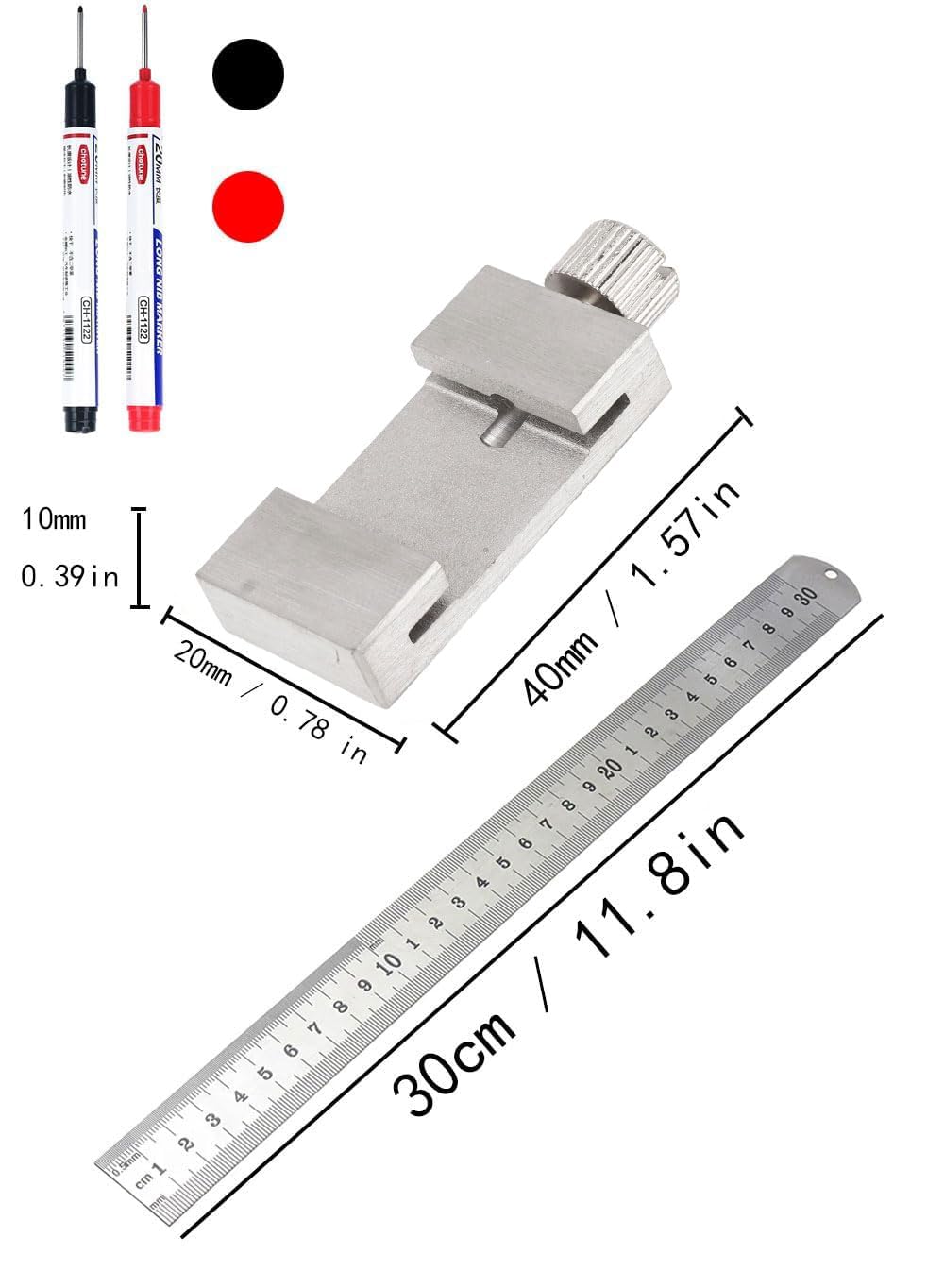 Brass Steel Ruler with Metal Stop, Metal Ruler, Ruler Stop Marking Gauge, Stainless Steel, Ruler Stop Marking Tool - Image 2