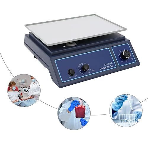 Miniatura 6 de Agitador orbital, velocidad ajustable de 0-210RMin, tamaño de placa de 12.4 x 8.58 pulgadas, capacidad de 2.2 libras, oscilador de laboratorio con