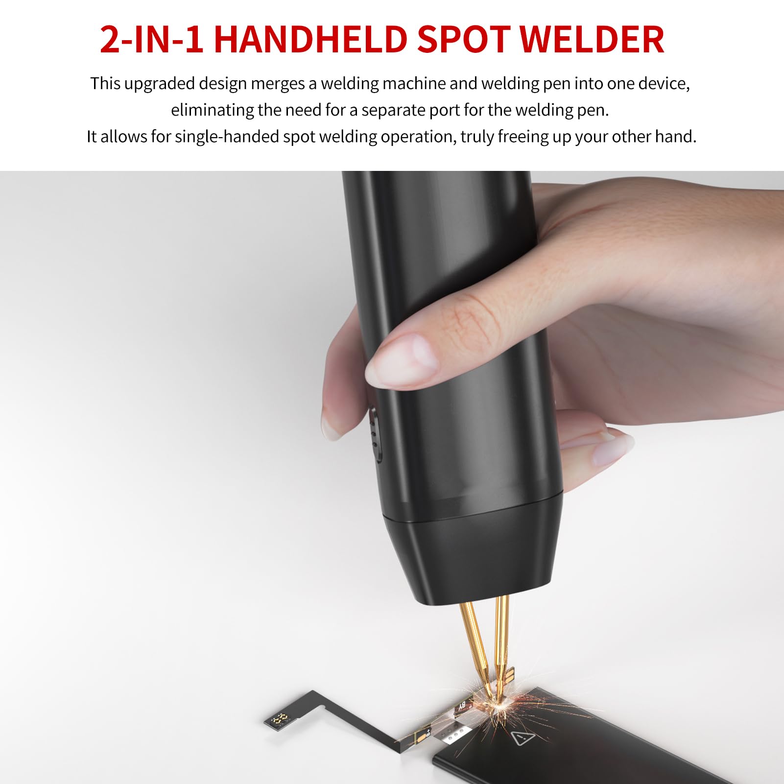 Soldadora de puntos, soldadora de puntos de batería manual con modos automáticos y manuales, 11 velocidades ajustables, mini soldadora de puntos para soldar baterías