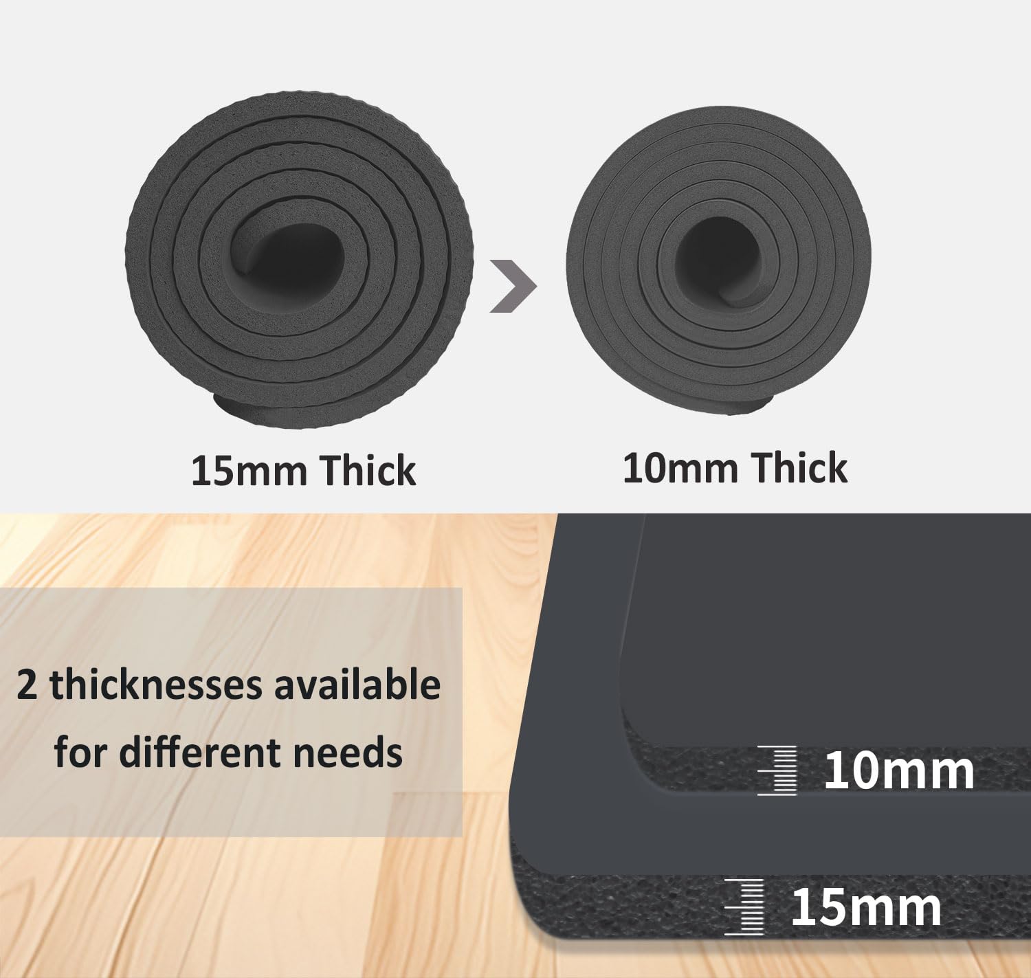 Gymnastikmatte 195x90cm Groß Yogamatte 10/15mm Dicke XL Fitnessmatte | Mit Tragegurt und Tasche, Rutschfest, Indoor, Outdoor, Home, Gym, Turnen, Pilates