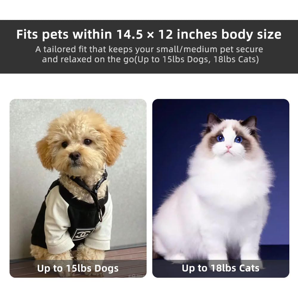 Sac à dos respirant à 360° pour chats et chiens – Pliable, approuvé par les compagnies aériennes avec 1 sac à déjections canines + 5 tapis hygiéniques anti-fuite, idéal pour les animaux de compagnie