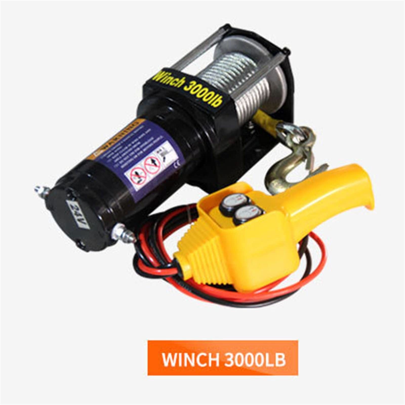 Elektryczna wciągarka linowa do samochodów osobowych, 12 V/24 V, samochód terenowy, samobłokowa, wciągarka trakcyjna (kolor: 1000 kg, rozmiar: 24 V, przewodowy uchwyt) (pilot zdalnego