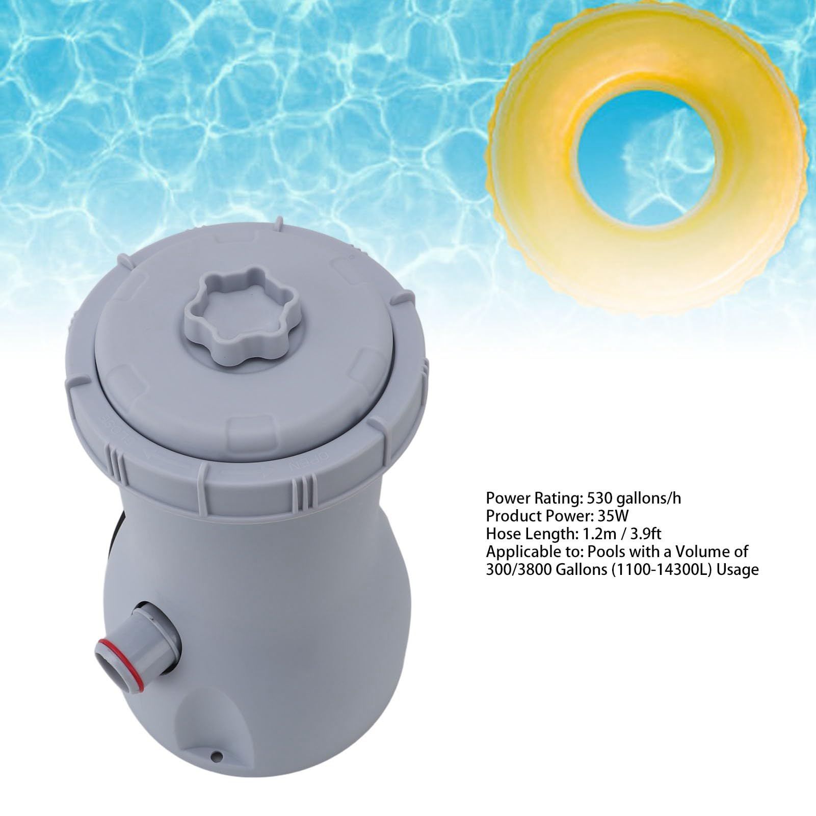 Pompa Filtro a Cartuccia Trasparente a 35 W Efficiente per Piscine Fuori Terra 530 GPH Porta della Pompa per la Manutenzione della Piscina Fuori Terra (Plug 220v)