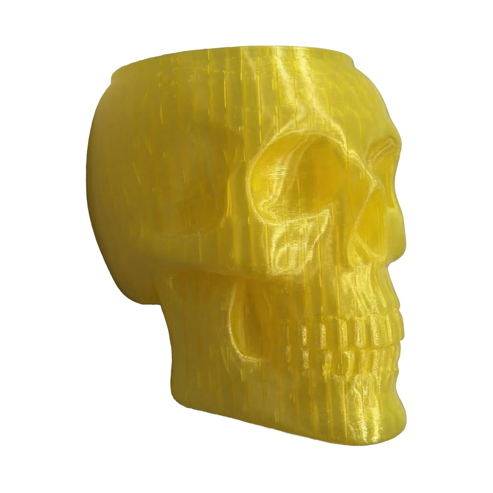 Pasisuu Spooky Skull Head Flower Pot, Gothic Home Decor Wall Hanging Planter, Lightweight PETG Skeleton Vase, Ideal Halloween Vase Decoration Yellow