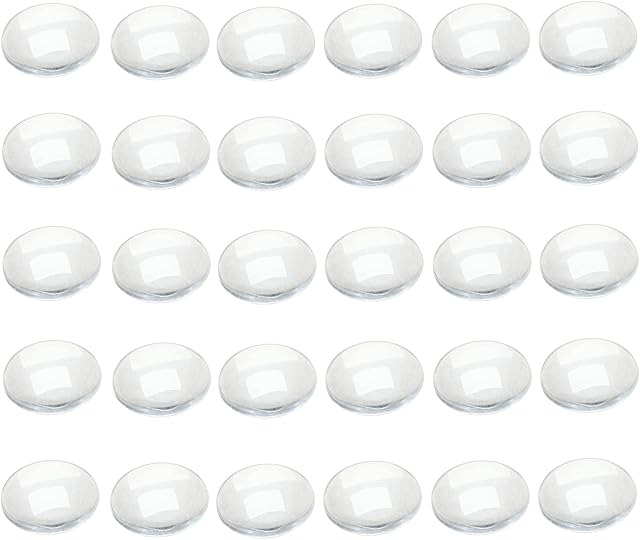 Dophee 60Pcs Crystal Clear Round Cabochon Flat Back Glass Dome Tile Jewellery Making,20mm