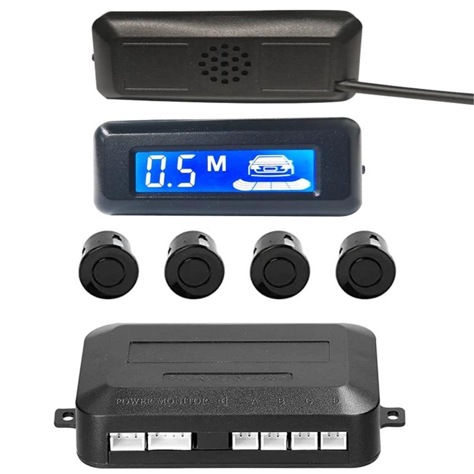 Kit sensori di parcheggio per Auto Parktronic, avvisatore Acustico per 4 sensori di parcheggio Posteriori (Rosso)