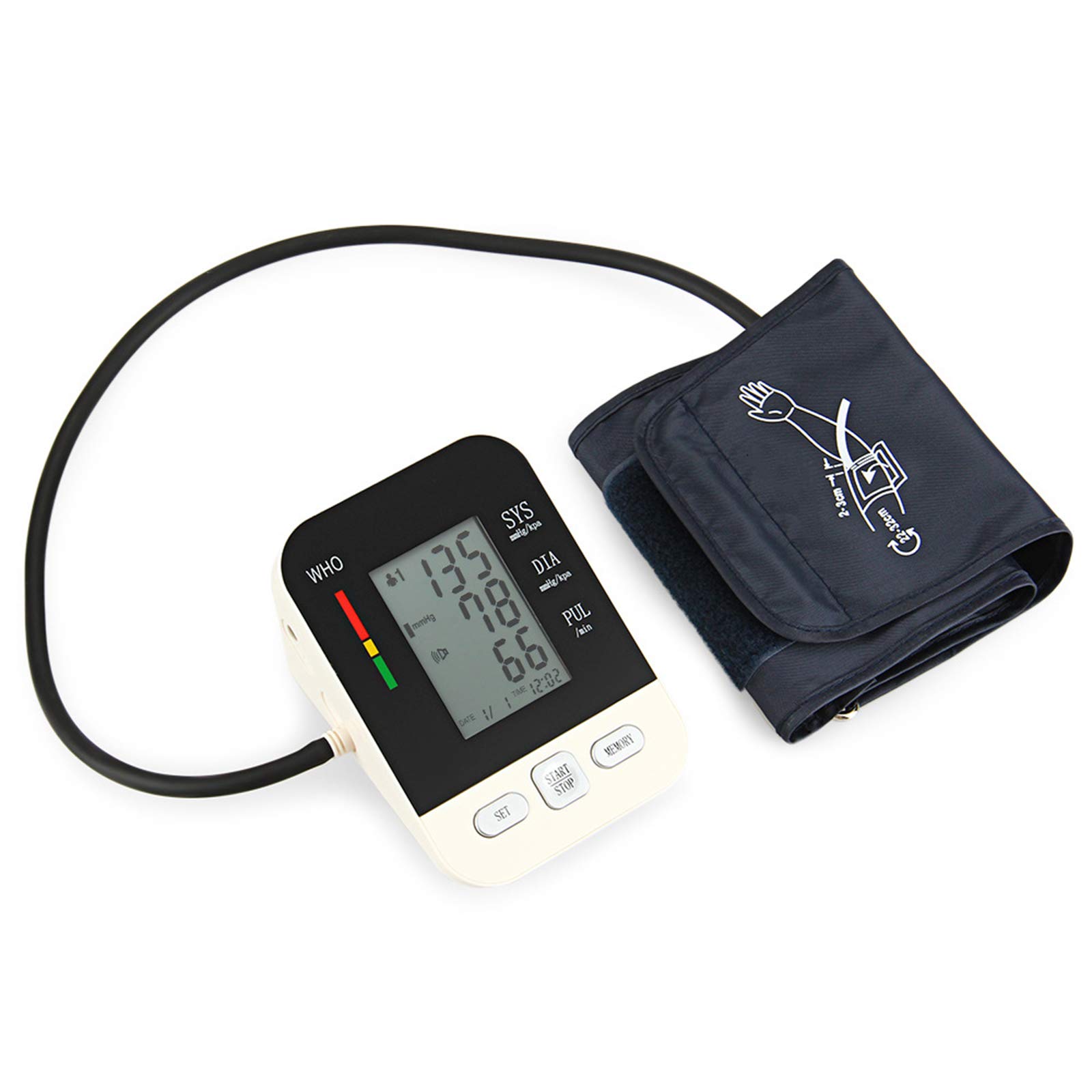 Monitor De Presión Arterial, Máquina De Presión Arterial En La Parte Superior del Brazo Esfigmomanómetro Electrónico Digital para Uso Doméstico Y Medidor De Monitoreo De Frecuencia De Pulso