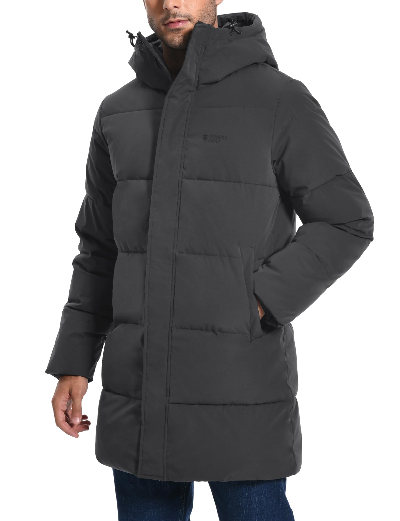 Pioneer Camp Giacca invernale da uomo, lunga, antivento, impermeabile, calda, invernale, parka con cappuccio