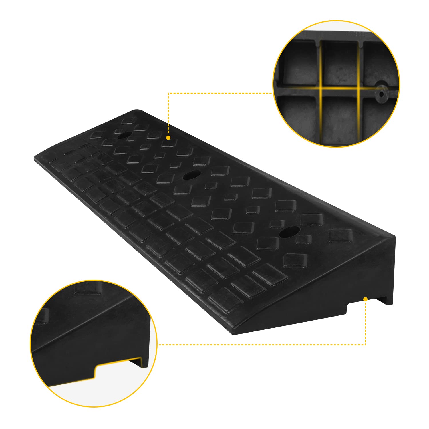MYOYAY Bordsteinrampe Gummi Auffahrrampe 10cm Bordsteinkanten-Rampe Autorampe Türschwellenrampe mit Befestigungs-Set, Türschwellenrampe Rampe für Auto Rollstuhl Motorrad Bürgersteig 100 x 25 x 10 cm
