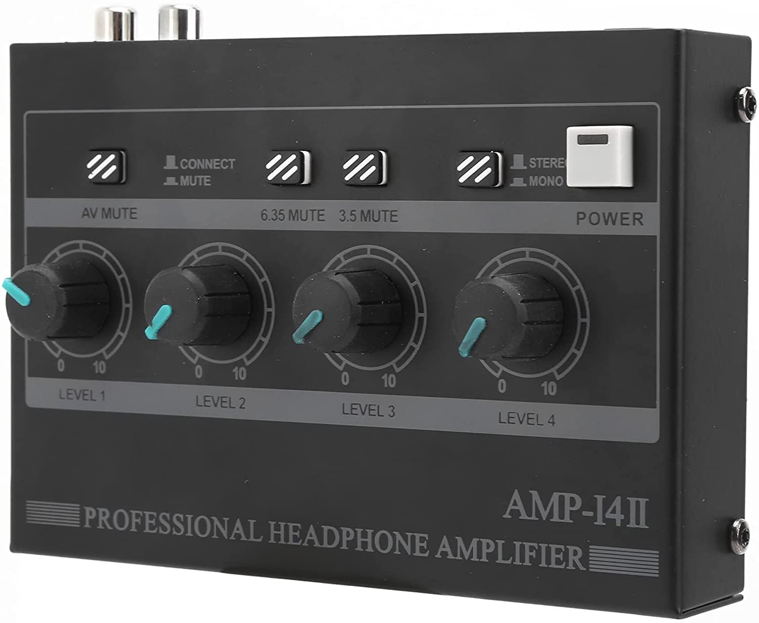 HAYDEN Headphone Amplifier 4 Channels Metal Stereo Audio Amplifier, Mini Earphone Splitter with Power Adapter-4x Quarter Inch Balanced TRS Headphones Output and TRS Audio Input for Sound Mixer