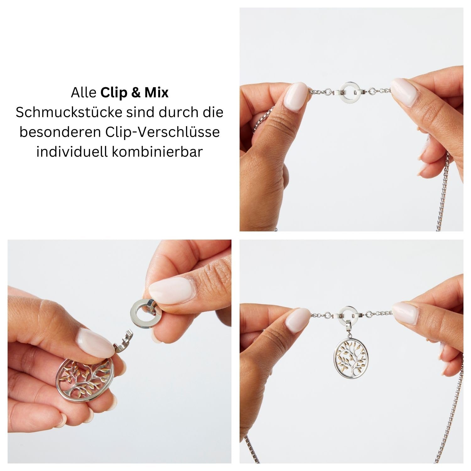 JEWELS BY LEONARDO Anhänger Clip & Mix Prilla, Ketten-Anhänger aus silberfarbenem Edelstahl, blauer Sodalith-Stein in organischer Form, Schmuck Geschenk für Frauen, 024557