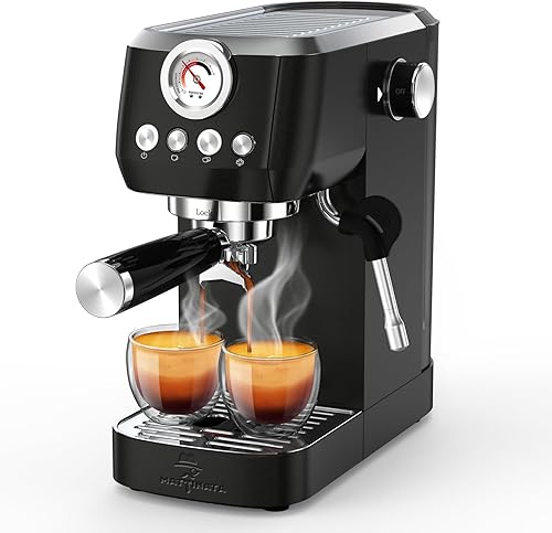 Miniatura 13 de MÁquina de café capuchino MAttinata con espumador de leche automático, máquina de espresso compacta con medidor de presión, máquina de capuchino de