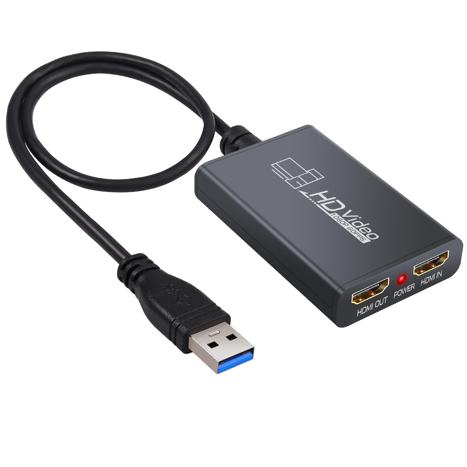 eSynic Scheda di acquisizione video da HDMI a USB 3.0, dispositivo di streaming 1080p 60 fps con loop-out e ingresso microfono, cattura giochi a latenza zero per PS4/Xbox/Switch/OBS | compatibile con