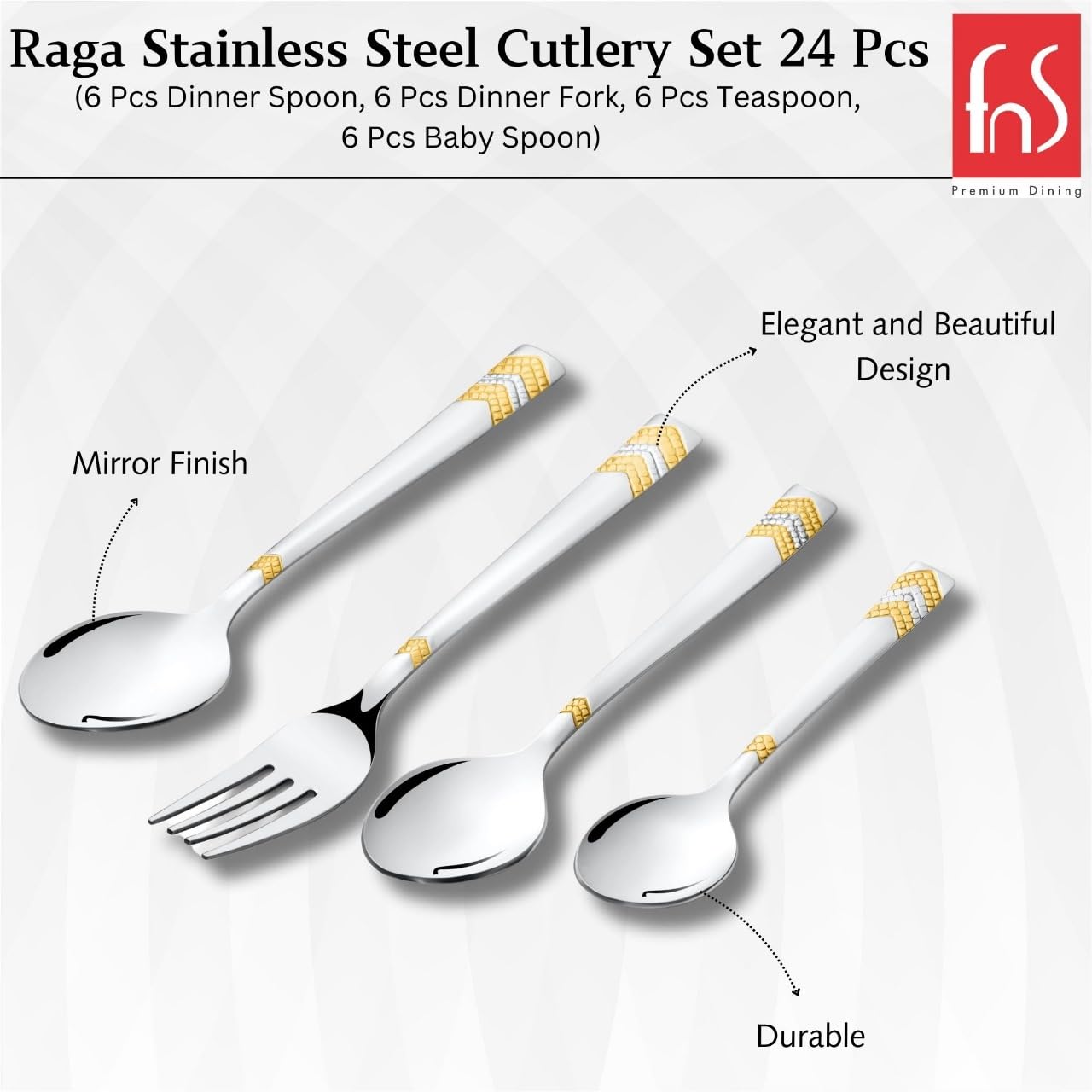 24K Gold Flatware Set - Premium Stainless Steel Cutlery with Stand -5