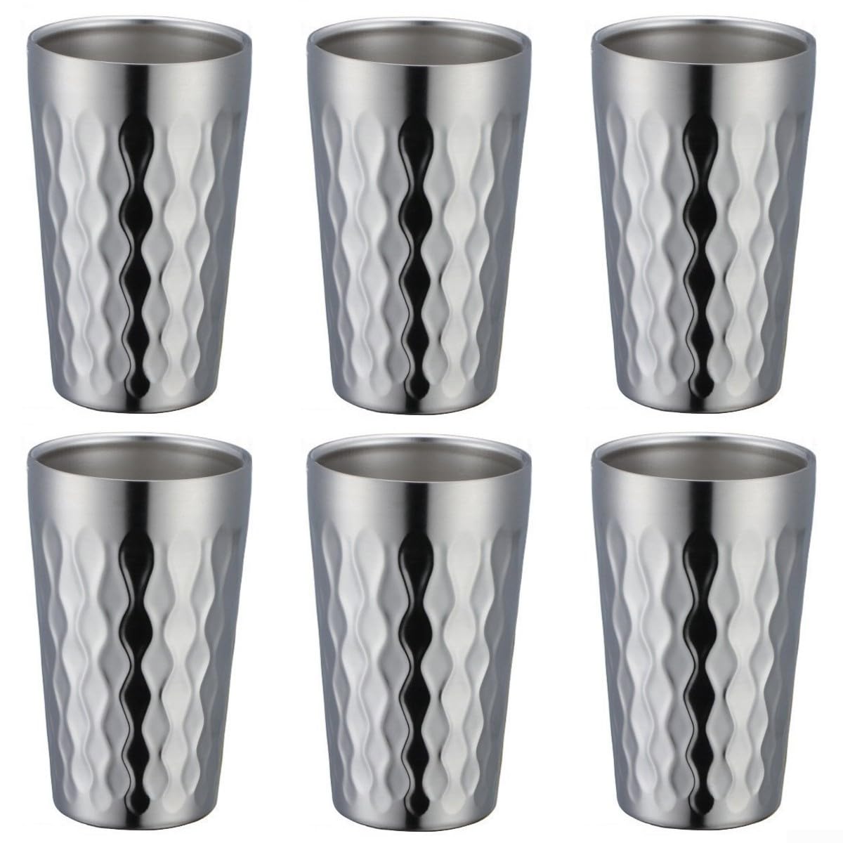 Lot de 6 tasses à double paroi en acier inoxydable de 330 ml, empilables et isothermes pour boissons chaudes et froides, passent au lave-vaisselle, pour la maison, le camping, l'extérieur (doré)