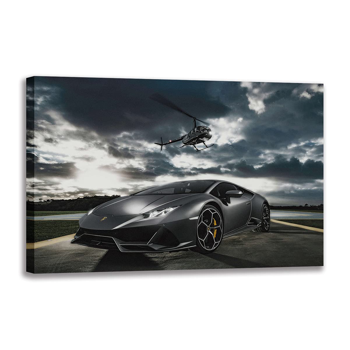 Affiches Lamborghini Huracan Gris Toile Voiture de Sport Encadrée
