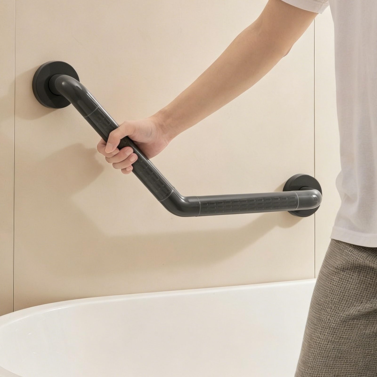 Barra de Apoyo para baño para Personas Mayores con discapacidad, pasamanos de Ducha de Pared con Agarre Antideslizante, asa de Asistencia para la Movilidad de Acero Inoxidable de 1