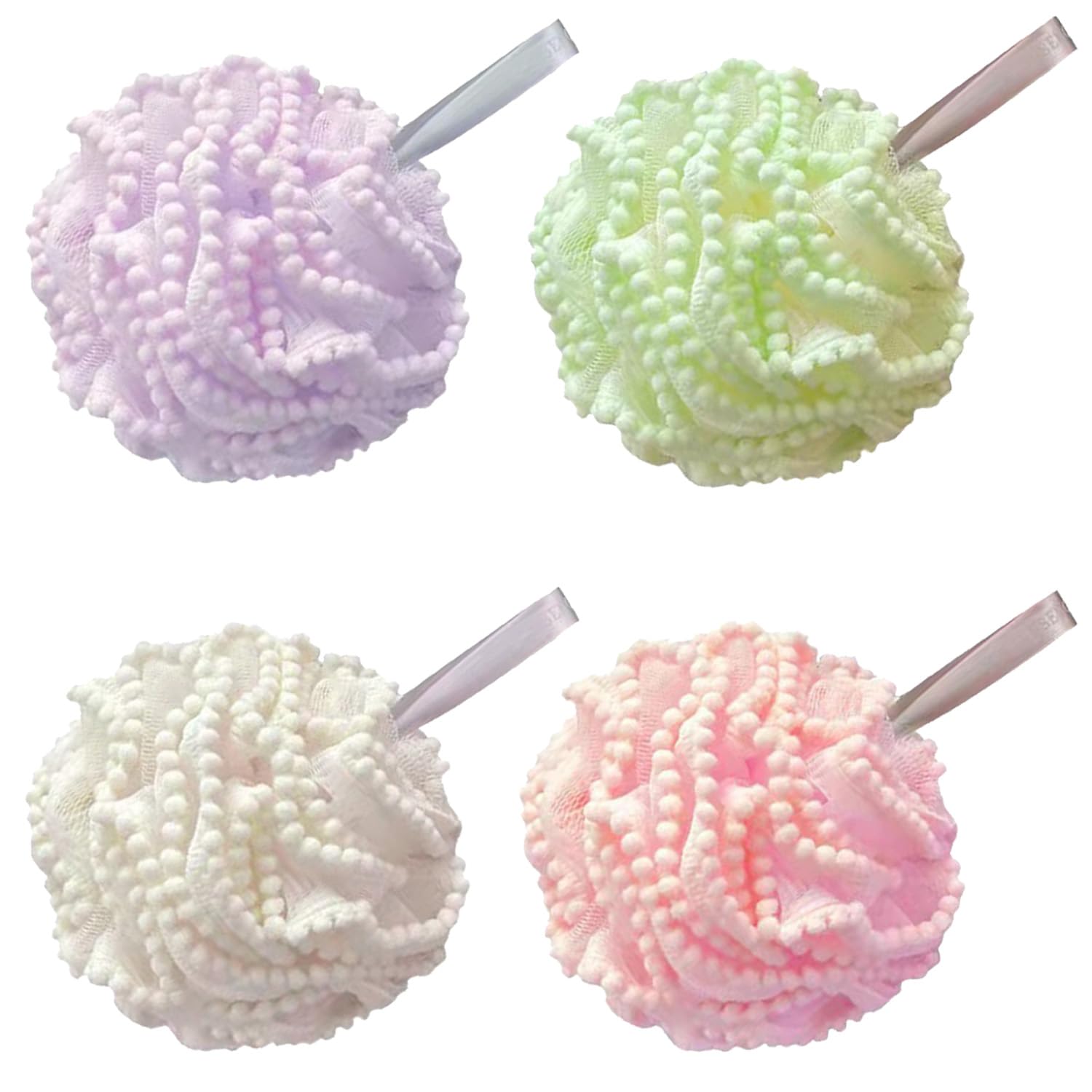 4 esponjas de ducha de malla para baño y ducha, esponja exfoliante para ducha, gran exfoliante para ducha, esponja de baño | Esponja exfoliante, esponja de ducha, esponjas de ducha (estilo bola de