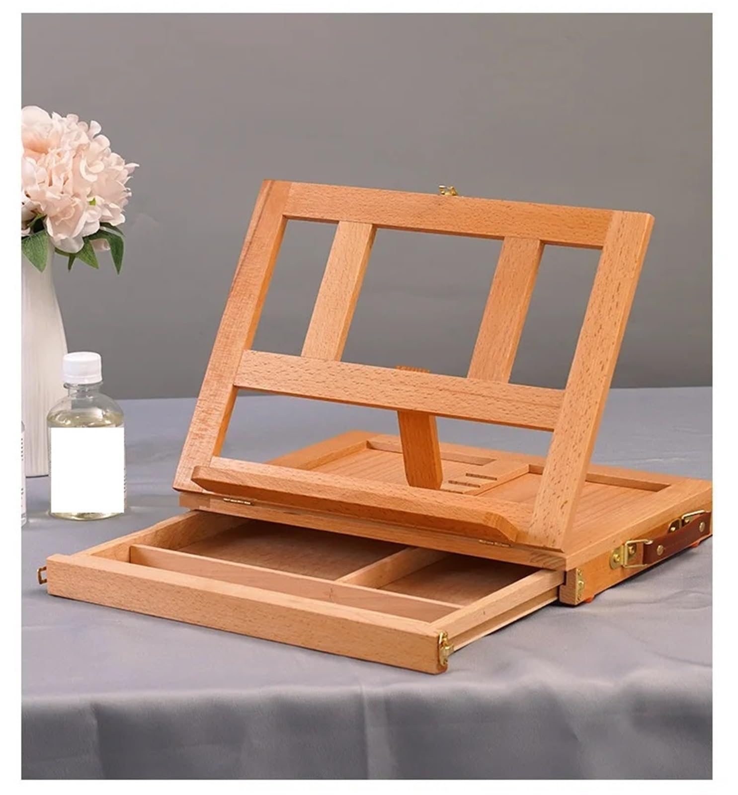 Cuadro de boceto para Artistas y Principiantes | Caballetes de escritorio soporte for pintura al óleo caja portátil de madera for dibujar estuches con cajón