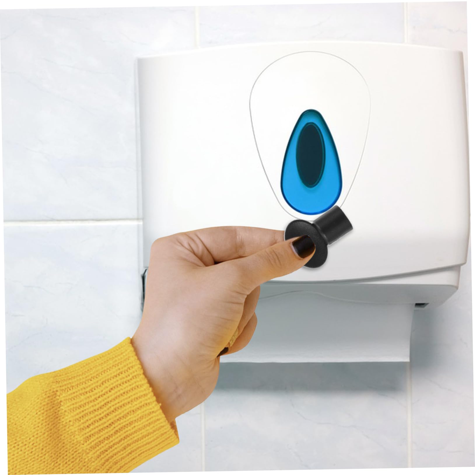 Using key with white paper towel dispenser