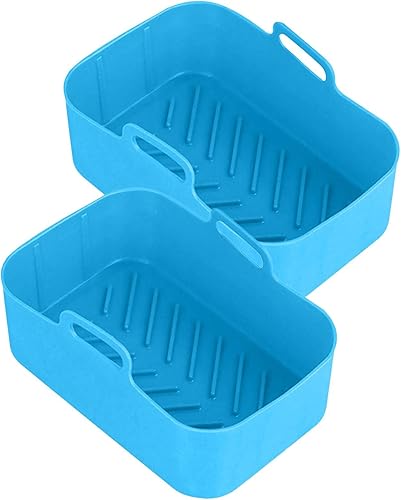 Olla de silicona para freidora de aire Cesta rectangular reutilizable para freidora de aire, olla para hornear de alta temperatura, sartén de
