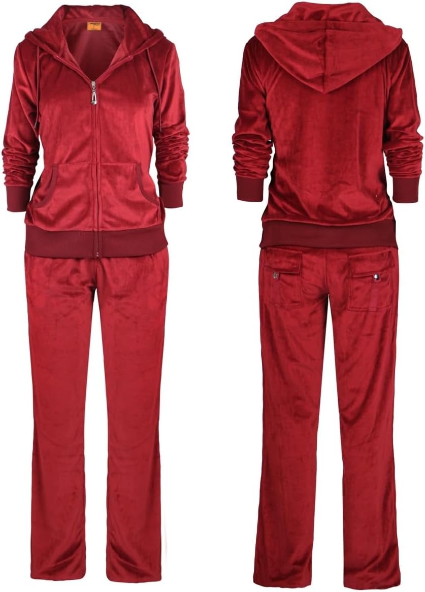 LeeHanTon Sweat Suits for Women Set Comfortable Sweat Outfits Workout Suit Zip Velour Hoodie and Jogger Sport Suit - Image 4