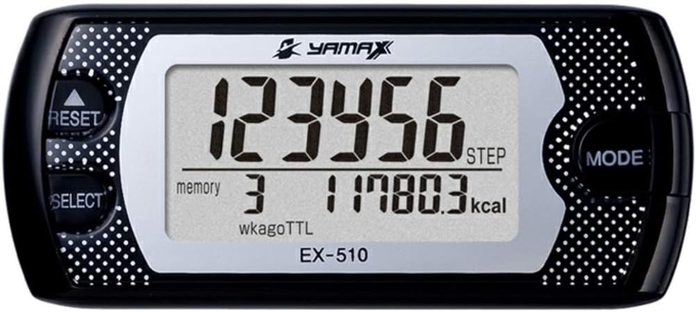 Pedometer | YAMAX Power-Walker EX510 | 3D Accelerometer and Activity Monitor | Wear Almost Anywhere