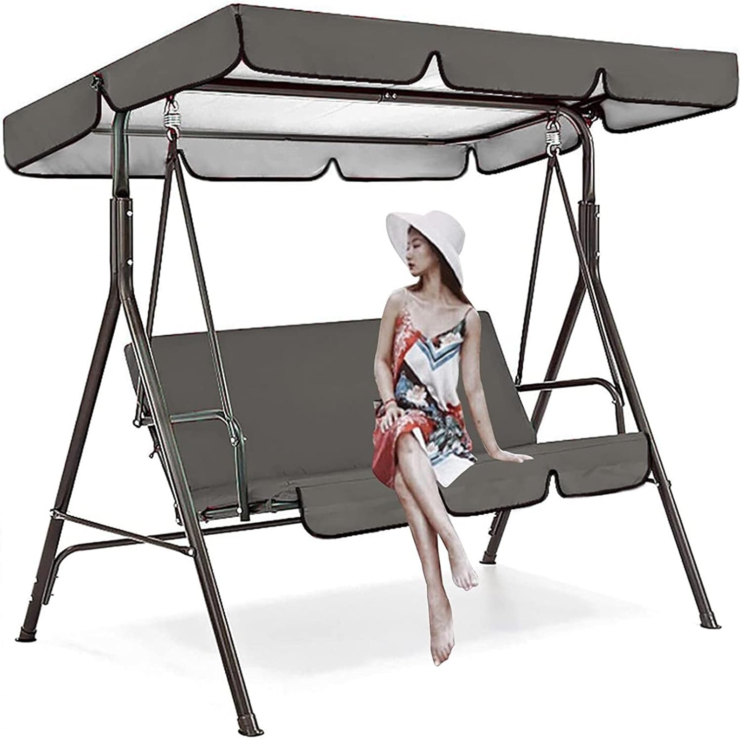 Swing Canopy Replacement Cover Waterproof Top Cover Sun Shade, Universal Replacement Canopy for Outdoor Garden Patio Hammock Porch Yard, Top Cover Only,Green,190 * 132 * 15cm