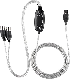 MIDI To USB Cable Converter 6ft MIDI Interface Adapter Cord Keyboard Music Editing Line MIDI Cable Adapter with Input Output Connecting with Keyboard Synthesizer for Editing&Recording Track Work